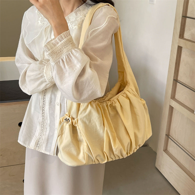 Shirring String Big Shoulder Bag