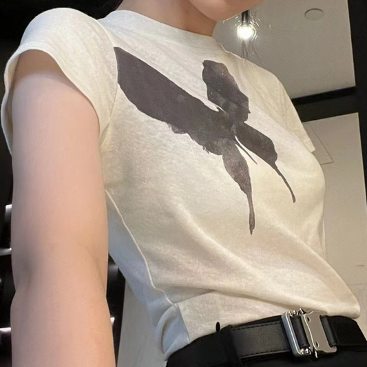 Short Sleeve Butterfly Graphic Tee - fairypeony