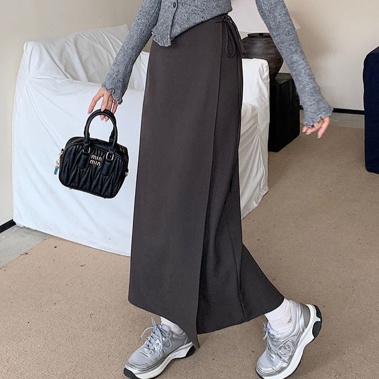 Side Tie Slim Maxi Skirt - fairypeony