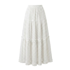 Polka Dot ruffles Maxi Skirt