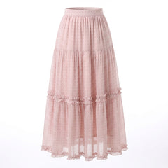 Polka Dot ruffles Maxi Skirt