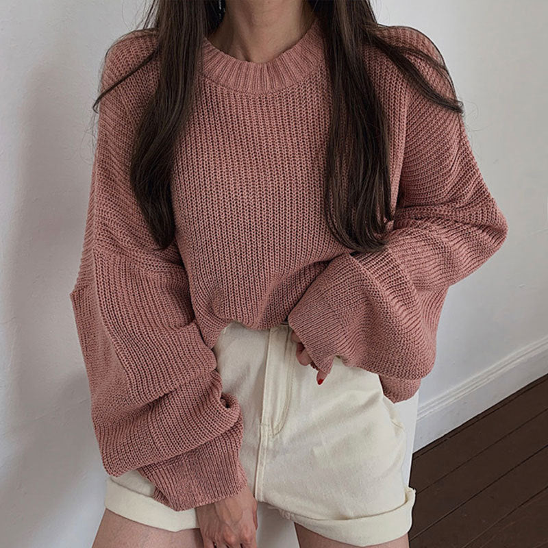 Solid Color Casual Oversized Sweater