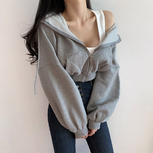 OOTD: Zip Up Cropped Hoodie + Baggy Sweatpants