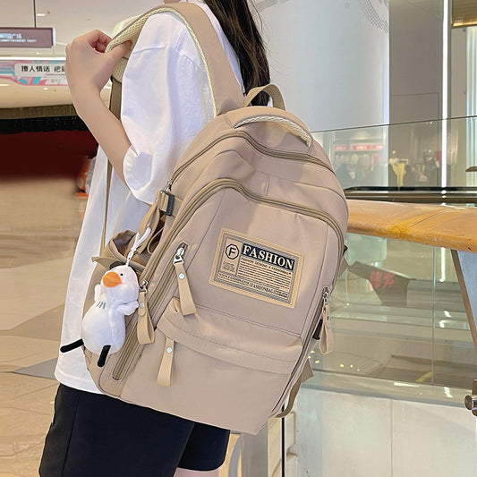 Solid Color Multi pocket Backpack