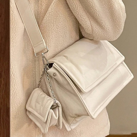 Solid Color Pu Leather Crossbody Bag