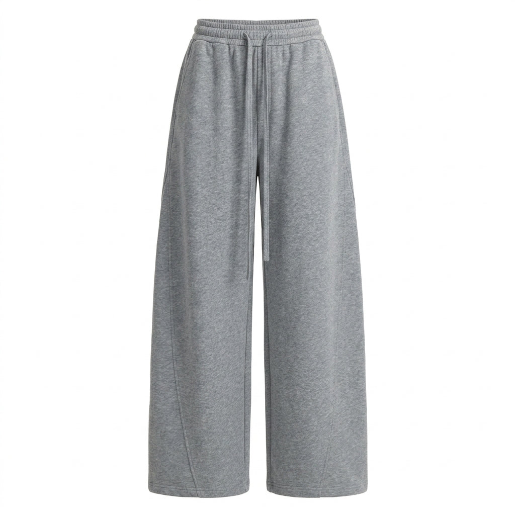 Solid-Colour Straight-Leg Curved Hem Casual Pants – Unisex Preppy Loose Trousers - fairypeony