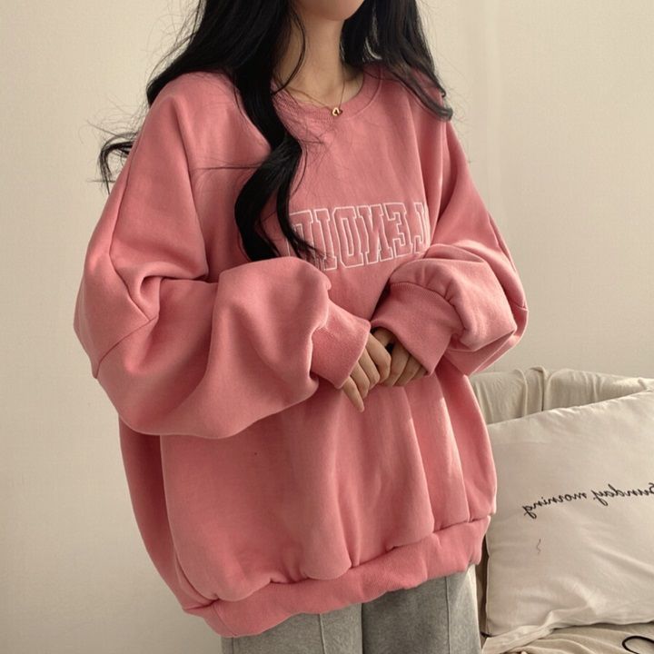 Solid Color Embroidered Logo Pullover Sweatshirt
