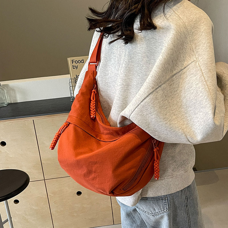 Solid Color Large Capacity Crossbody Bag