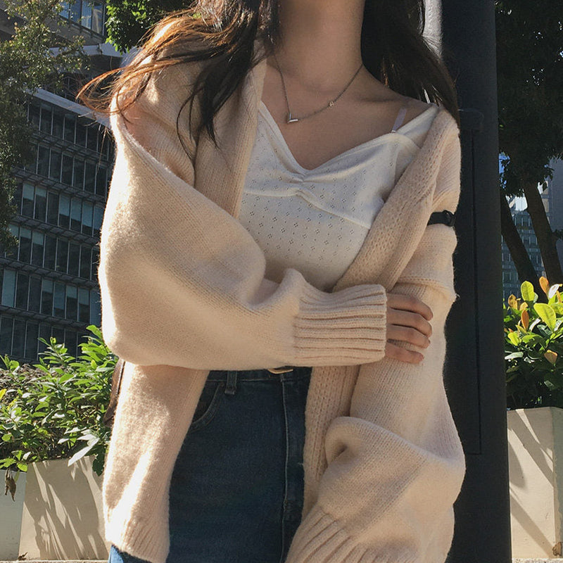 Solid Color Oversized Mid Length Cardigan