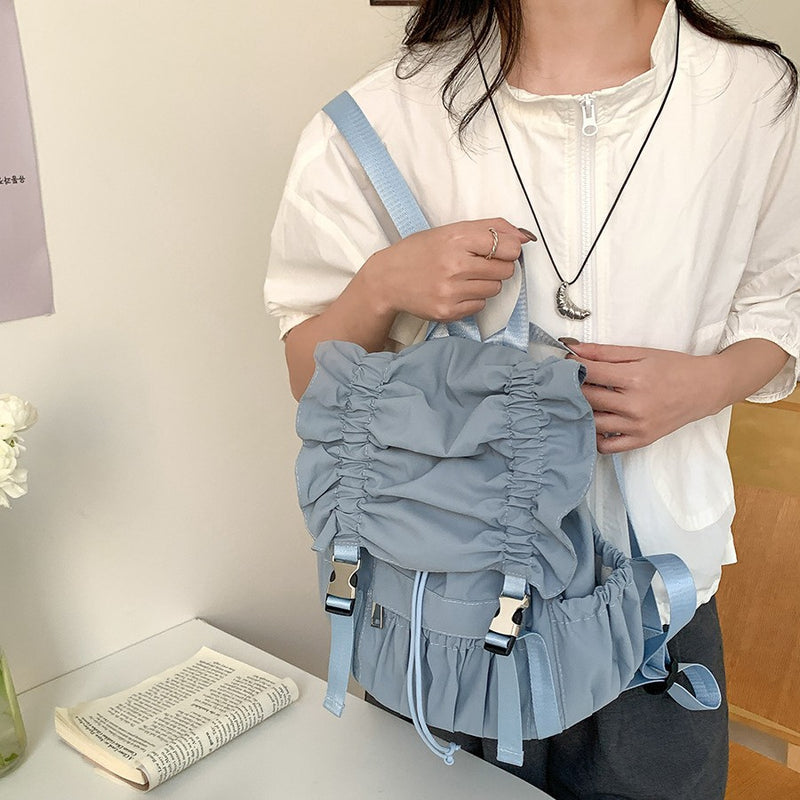 Solid Color Ruffled Backpack