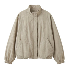 Stand Collar Zipper Windbreaker Jacket