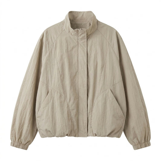 Stand Collar Zipper Windbreaker Jacket – Loose Fit Korean Streetwear Outerwear