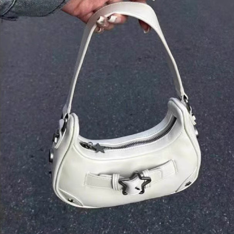 Star Embellish Pu Leather Shoulder Bag - fairypeony