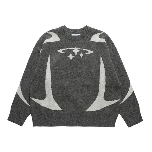 Star Jacquard Baggy Sweater - fairypeony