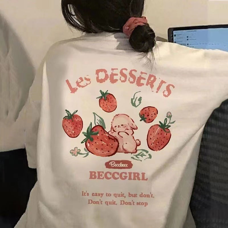 Strawberry Rabbit Print Oversized T-shirt