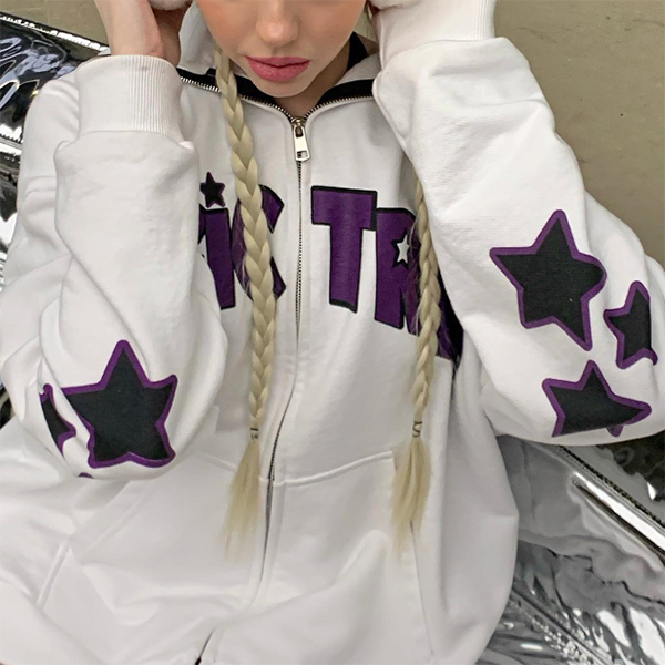 Street Stars Alphabet Oversized Hoodie - fairypeony