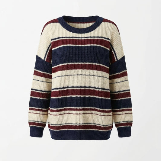 Striped Round Neck Pullover Sweater