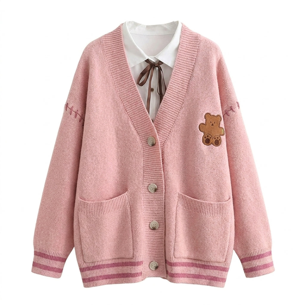 Aesthetic V_Neck Loose Cardigan - fairypeony