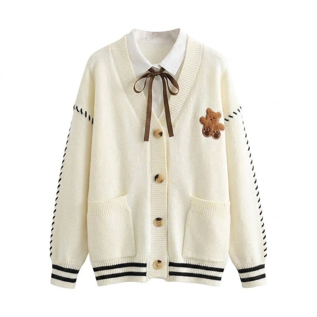 Aesthetic V_Neck Loose Cardigan - fairypeony