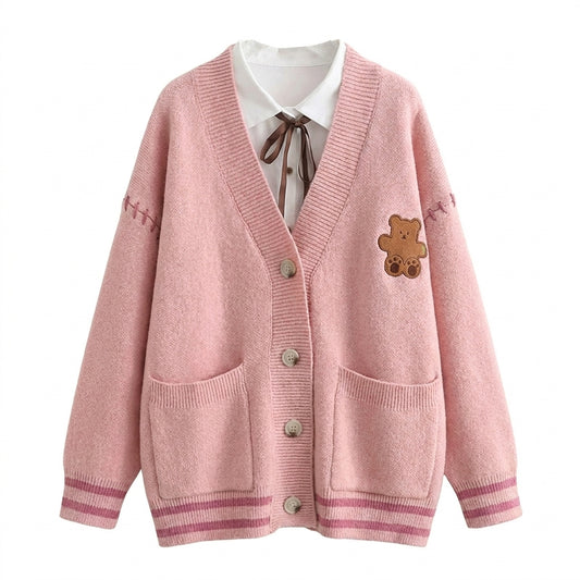 Aesthetic V_Neck Loose Cardigan - fairypeony