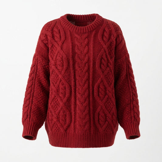Vintage Wool Pullover Cable Knit Sweater - fairypeony