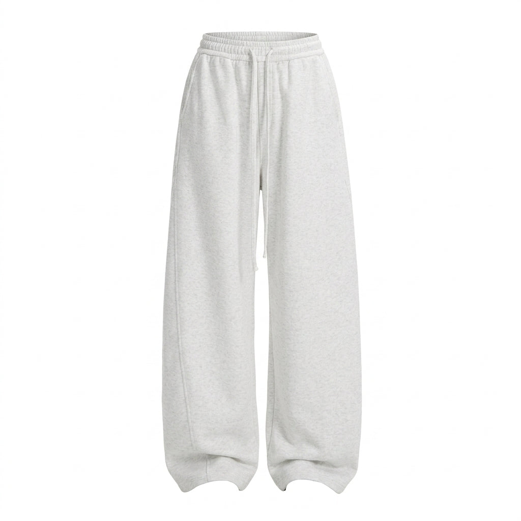 Solid-Colour Straight-Leg Curved Hem Casual Pants – Unisex Preppy Loose Trousers - fairypeony