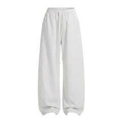 Solid-Colour Straight-Leg Curved Hem Casual Pants – Unisex Preppy Loose Trousers - fairypeony