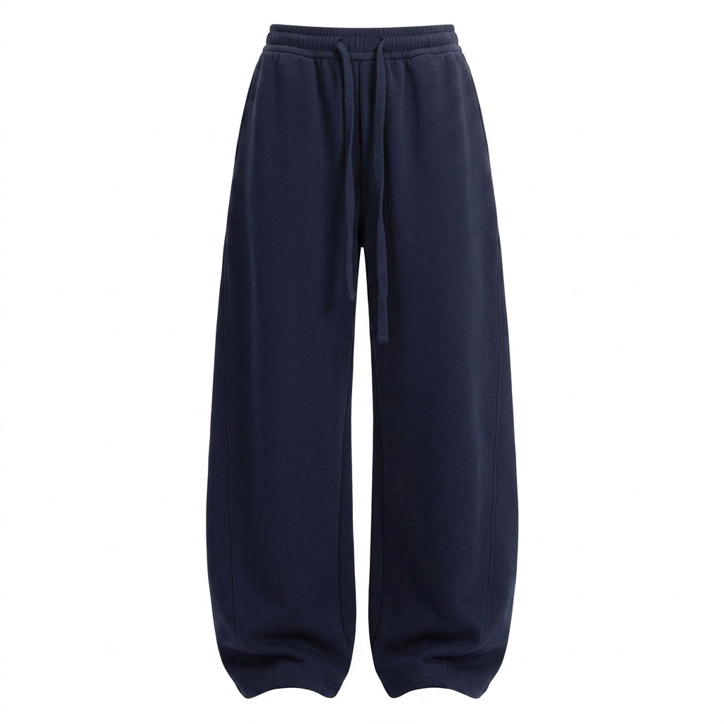 Solid-Colour Straight-Leg Curved Hem Casual Pants – Unisex Preppy Loose Trousers - fairypeony