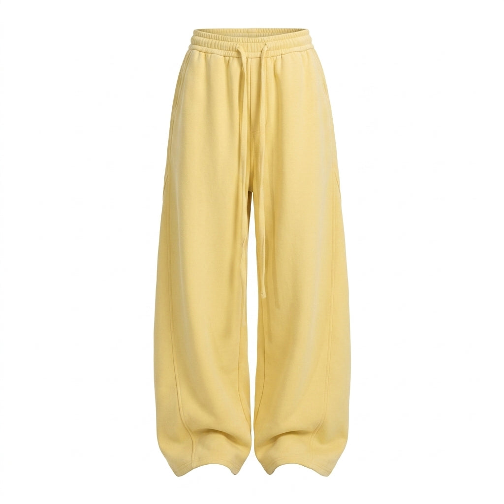 Solid-Colour Straight-Leg Curved Hem Casual Pants – Unisex Preppy Loose Trousers - fairypeony