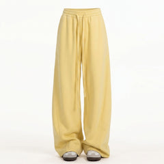 Solid-Colour Straight-Leg Curved Hem Casual Pants – Unisex Preppy Loose Trousers - fairypeony