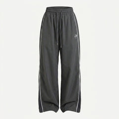 Contrast Piping Drawstring Waist Wide Leg Sweatpants