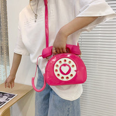 Telephone Shaped PU Leather Shoulder Bag