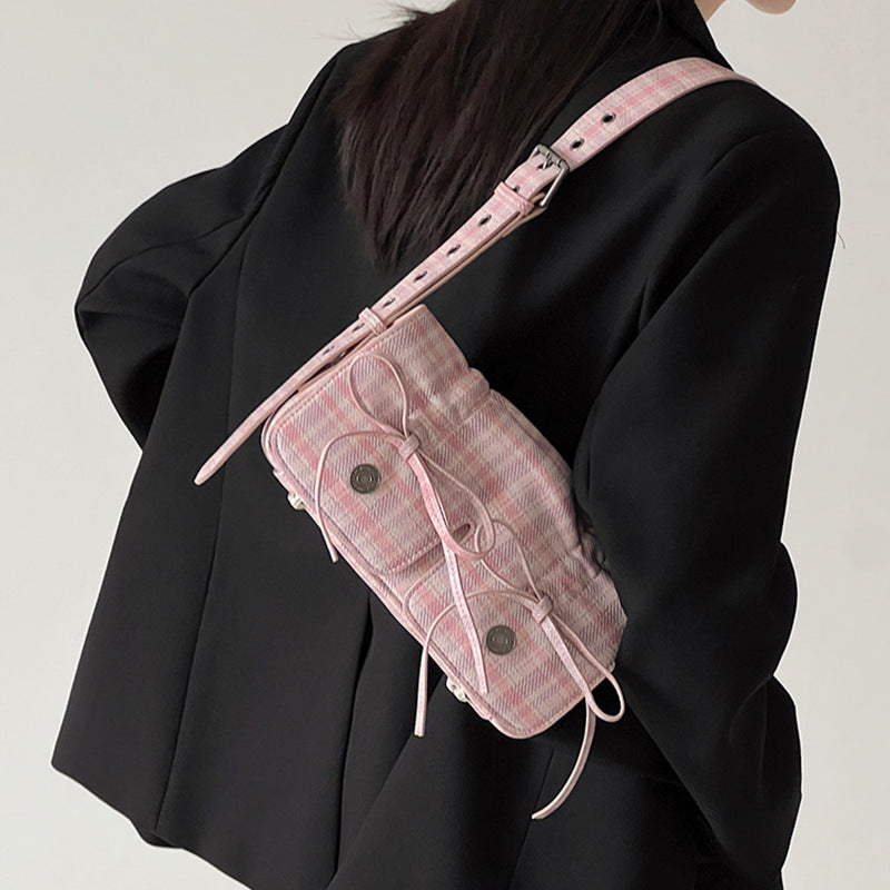 The Dusty Pink Aesthetic Ribbon Shoulder Bag