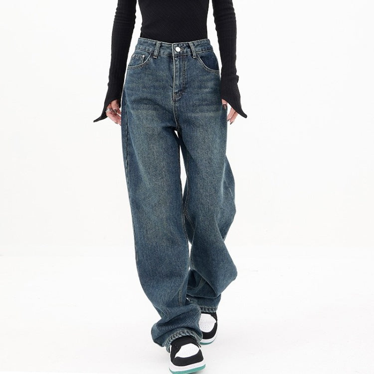 Three Button Baggy Wide Leg Boyfriend Jeans - fairypeony