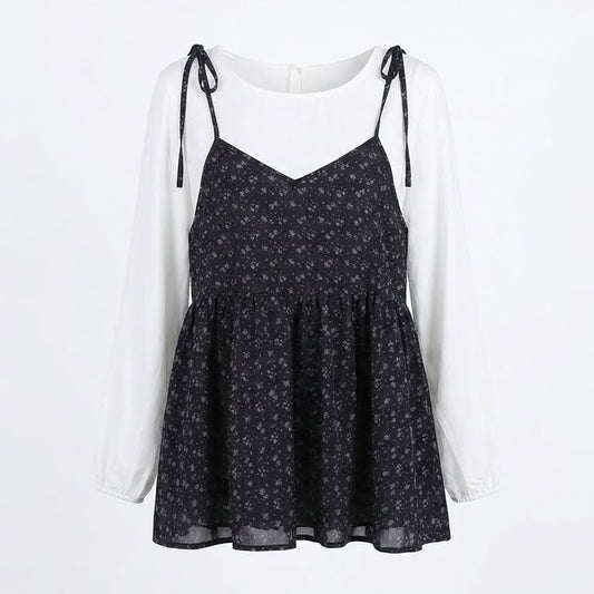 Round Neck Floral Tank Two Piece Set - fairypeony