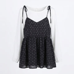 Round Neck Floral Tank Two Piece Set - fairypeony
