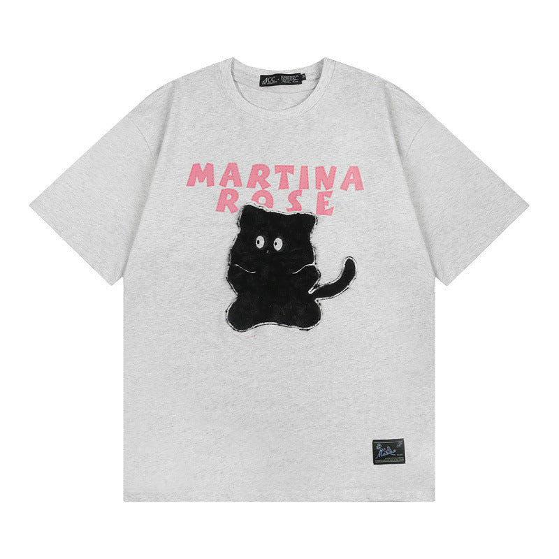 Toweling Black Cat Oversized Short Sleeve Tee