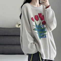 Tulip Jacquard Loose Sweater - fairypeony