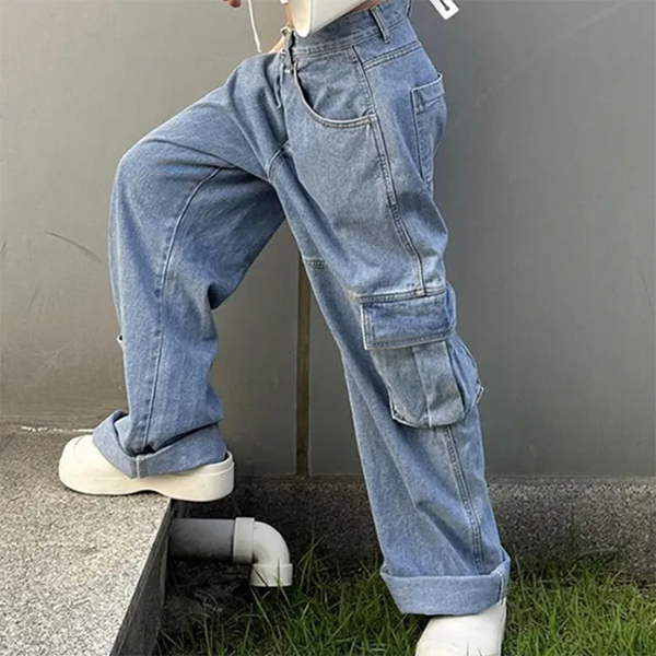Ultility Blues Baggy Cargo Jeans - fairypeony