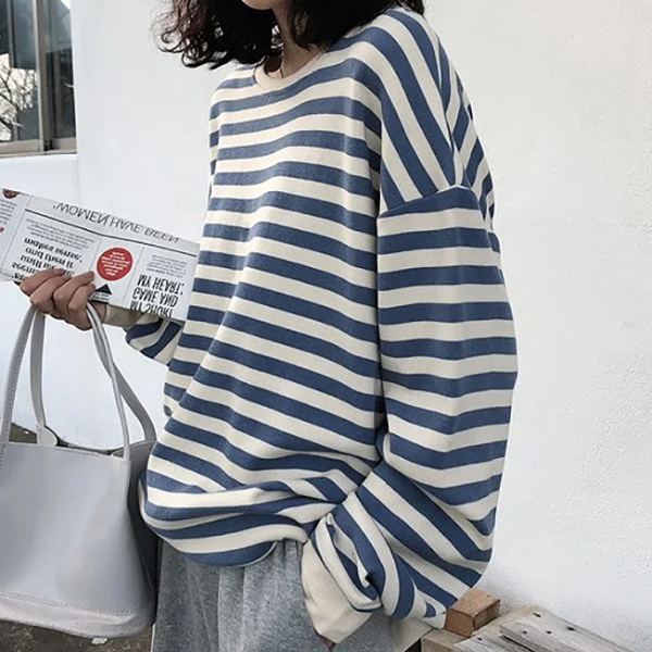 Vintage 90's Stiped Oversized Sweatshirt - fairypeony