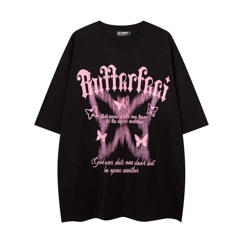 Vintage Butterfly Print Oversized T-shirt