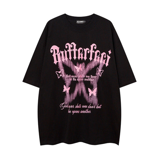 OOTD: Butterfly Print Oversized T-shirt + Striped Side Bow Sweatpants - fairypeony