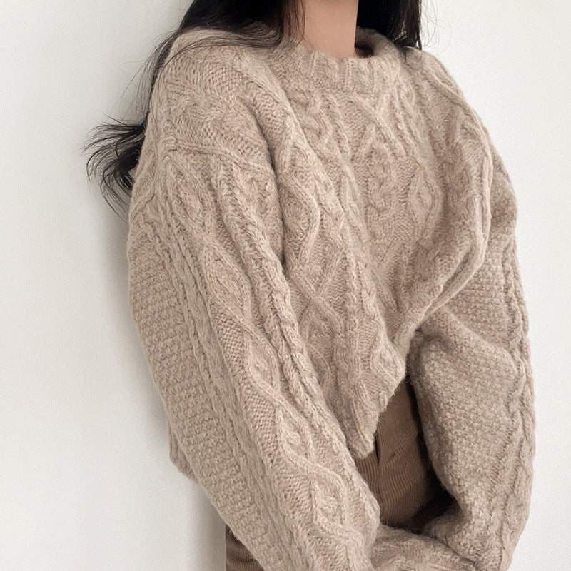 Vintage Cable Knit Cropped Sweater