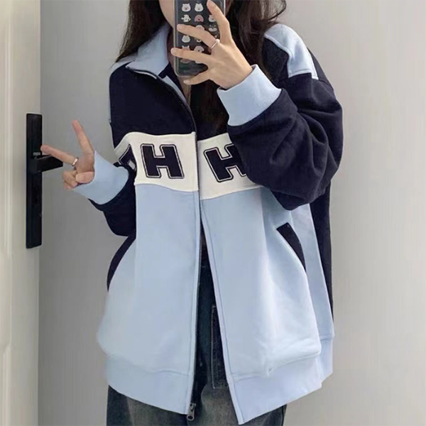 Vintage Contrast Color Jacket - fairypeony