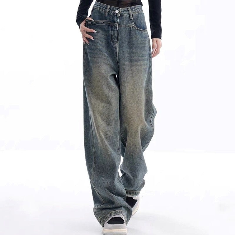 Vintage Dark Wash High Waist Boyfriend Jeans