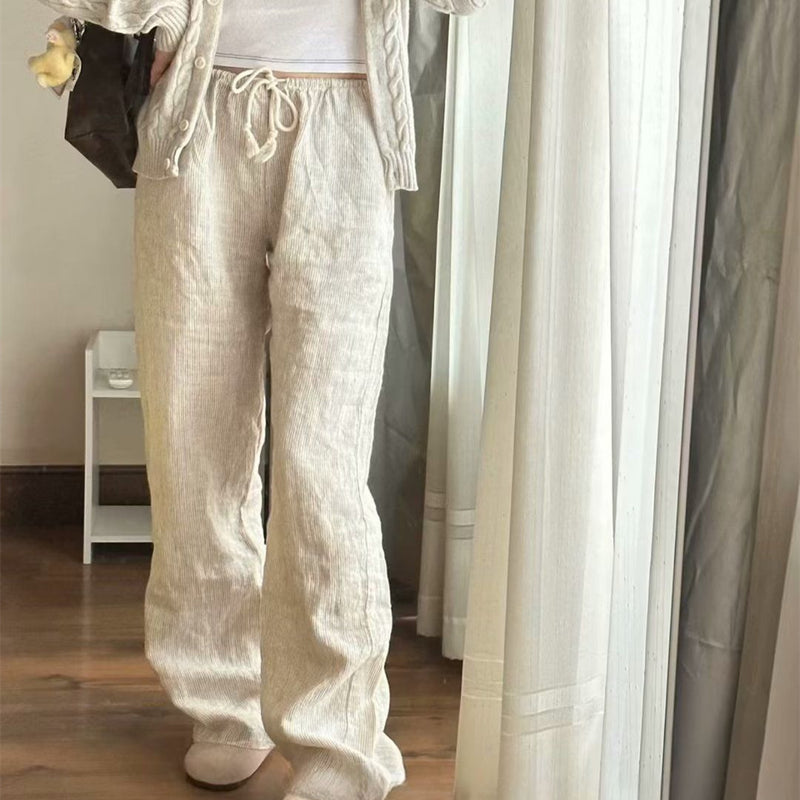 Vintage Elastic Waist Wide Leg Pants