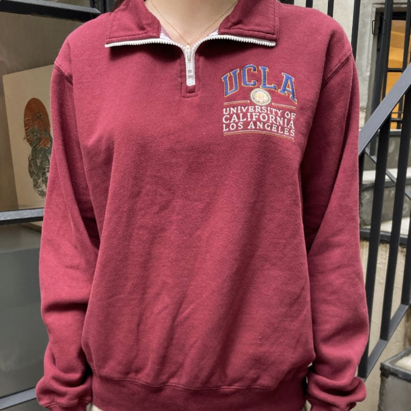 Vintage Embroidery Logo Half Zip Up Sweatshirt