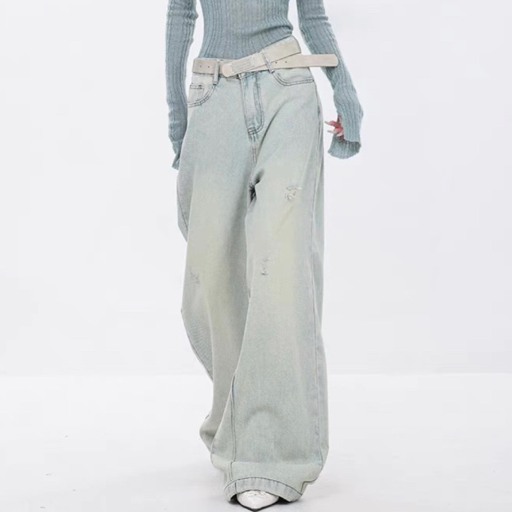 Vintage Light Blue Straight Baggy Jeans