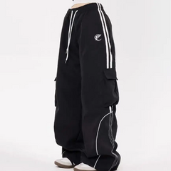 OOTD: Striped Sleeve Sweatshirt + Cargo Sweatpants + Large Canvas Satchel Bag