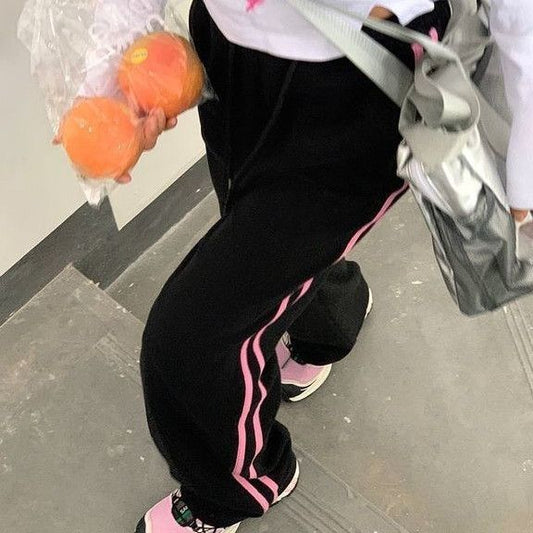 Vintage Piping Details Wide Leg Sweatpants